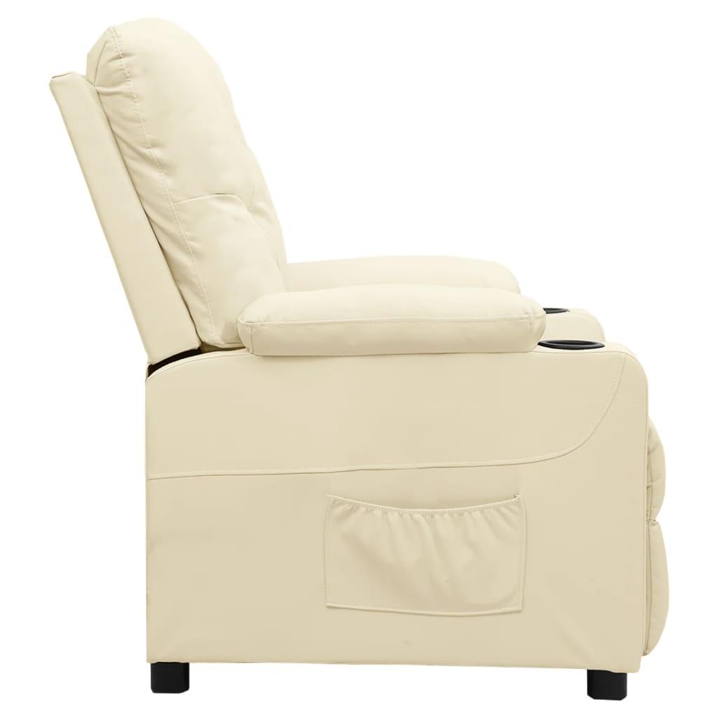 Poltrona Reclinabile Crema in Similpelle - homemem39