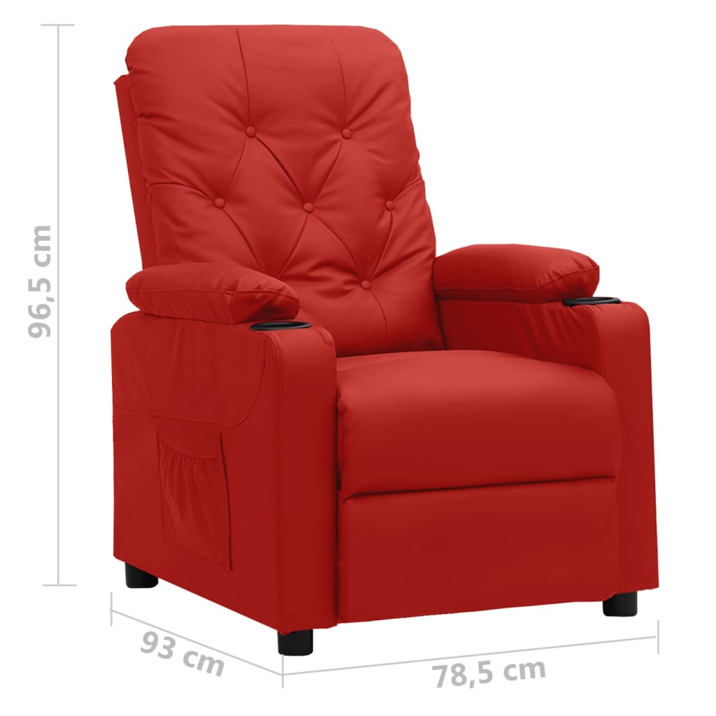 Poltrona Reclinabile Rosso Vino in Similpelle - homemem39