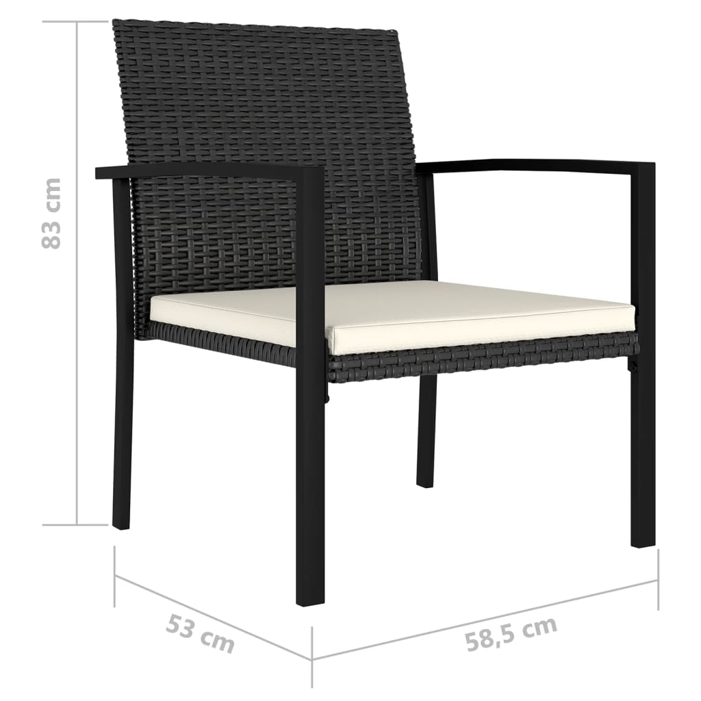 Sedie da Pranzo per Giardino 2 pz in Polyrattan Nero - homemem39
