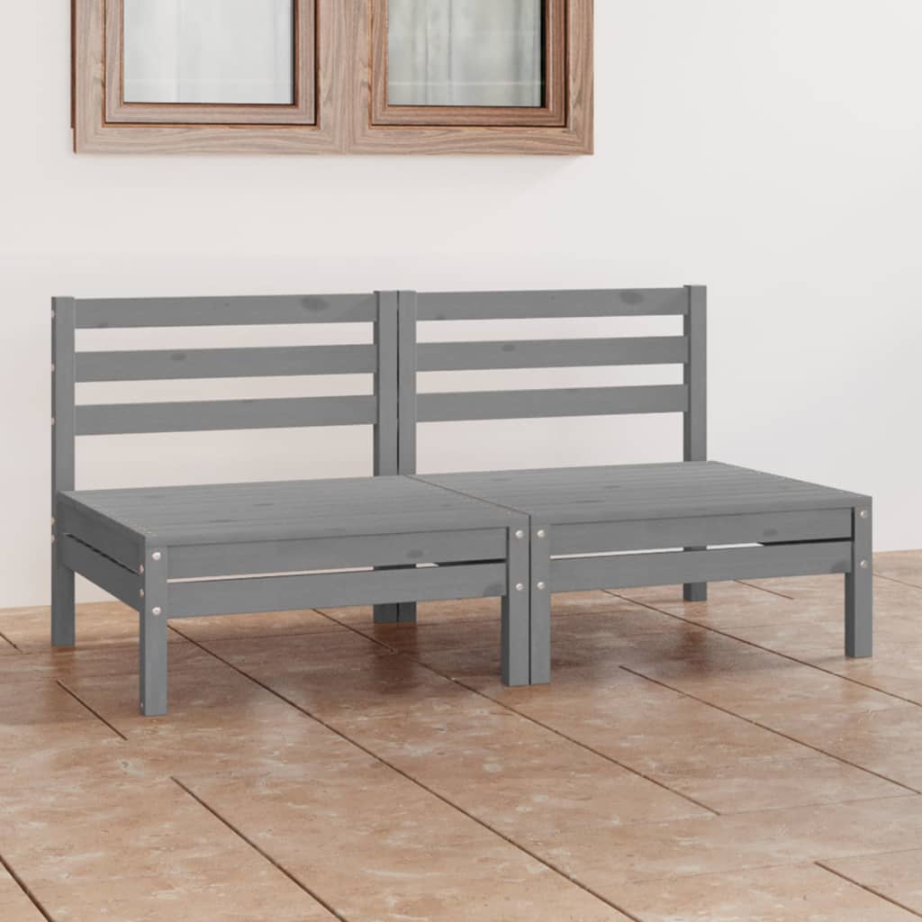 Divano da Giardino a 2 Posti Grigio in Legno Massello di Pino - homemem39