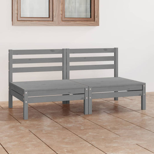 Divano da Giardino a 2 Posti Grigio in Legno Massello di Pino - homemem39