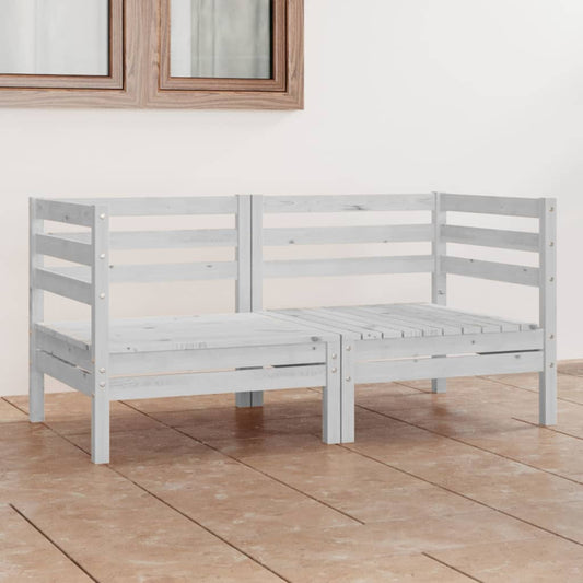 Divano da Giardino a 2 Posti Bianco in Legno Massello di Pino - homemem39