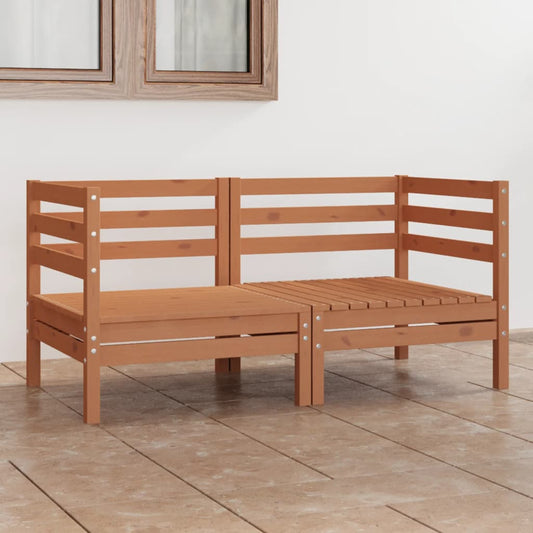 Divano da Giardino 2 Posti Marrone Ambra Legno Massello di Pino - homemem39