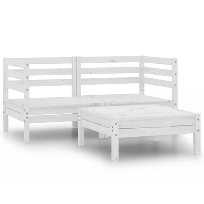 Set Divani da Giardino 3 pz Bianco in Legno Massello di Pino - homemem39