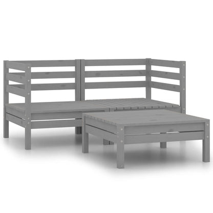 Set Divani da Giardino 3 pz Grigio in Legno Massello di Pino - homemem39