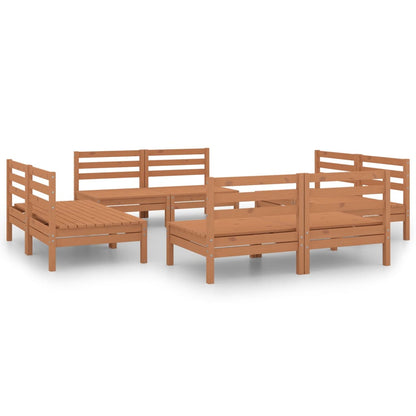 Set Salotto da Giardino 8pz Marrone Ambra Legno Massello Pino - homemem39