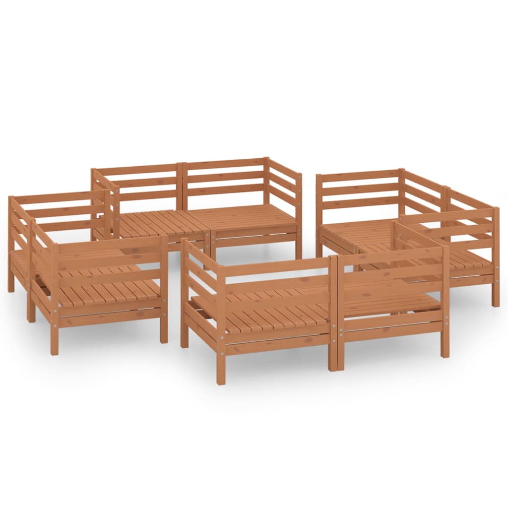 Set Salotto da Giardino 8pz Marrone Ambra Legno Massello Pino - homemem39