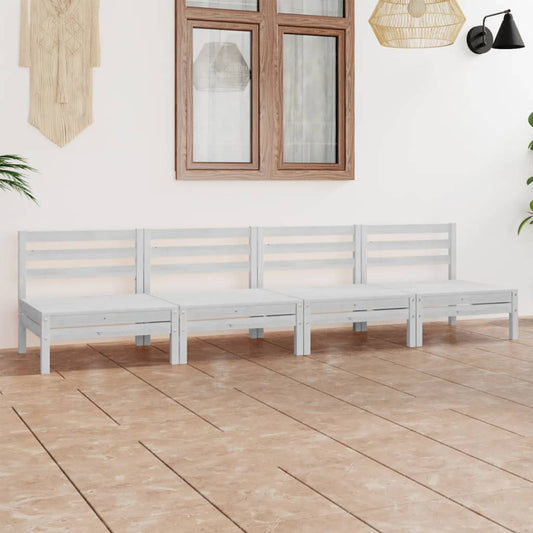 Set Divani da Giardino 4 pz Bianco in Legno Massello di Pino - homemem39