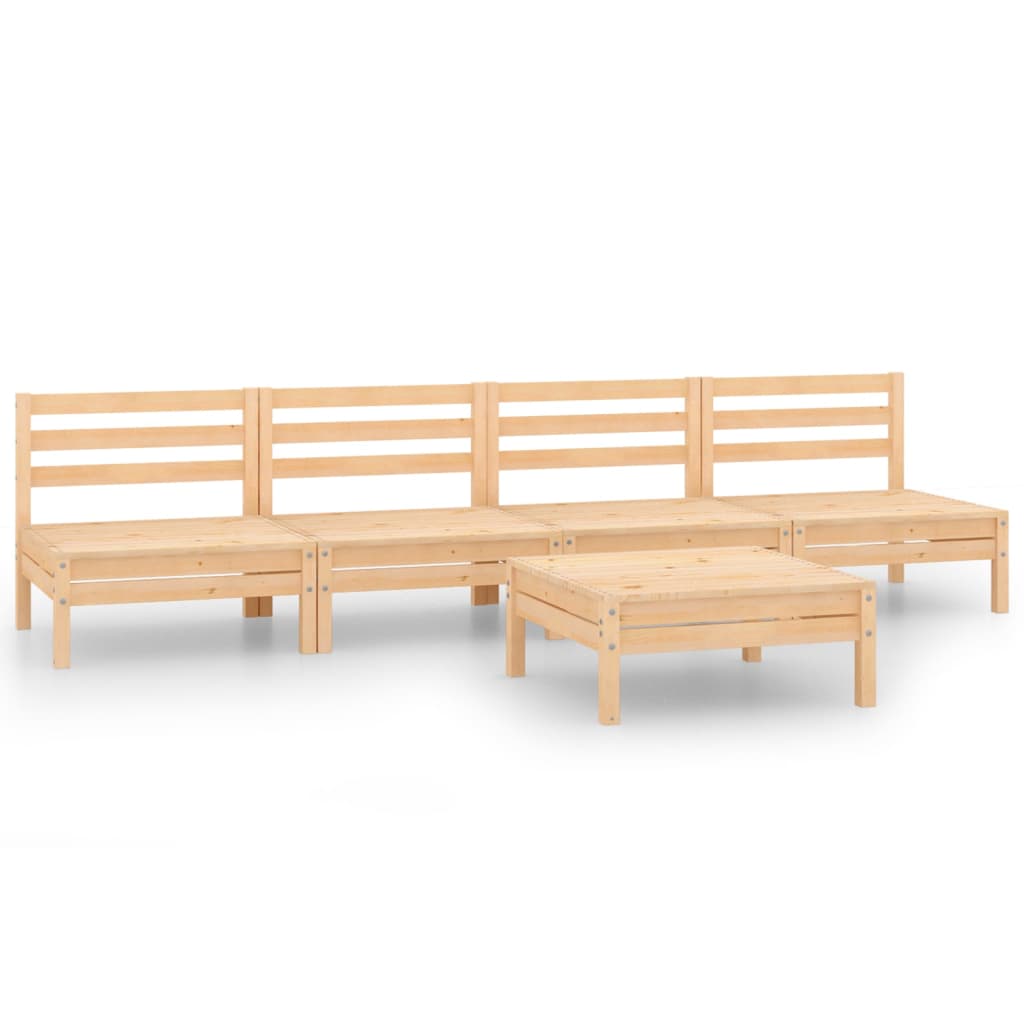 Set Divani da Giardino 5 pz in Legno Massello di Pino | homemem39
