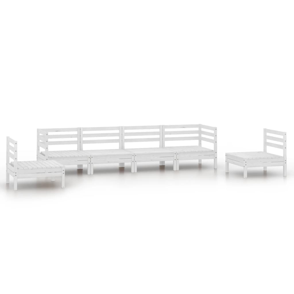 Set Divani da Giardino 6 pz Bianco in Legno Massello di Pino - homemem39
