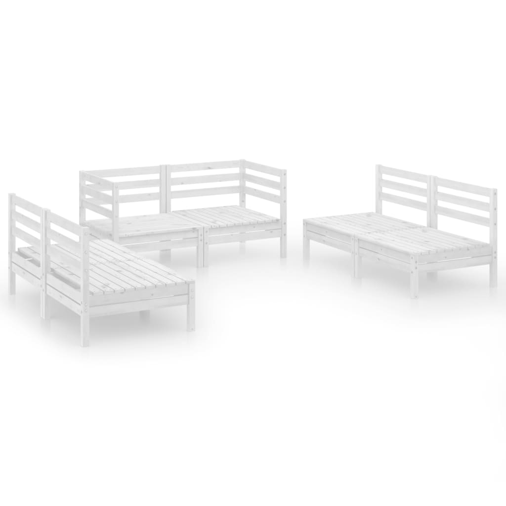 Set Divani da Giardino 6 pz Bianco in Legno Massello di Pino - homemem39