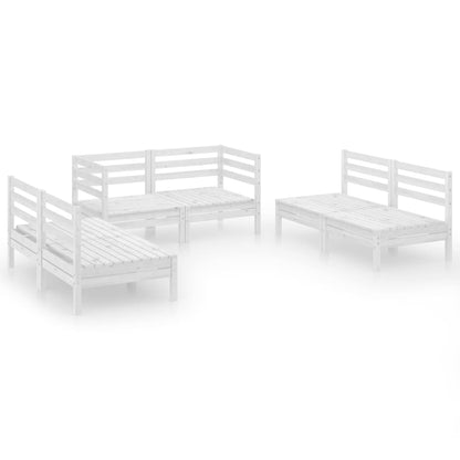 Set Divani da Giardino 6 pz Bianco in Legno Massello di Pino - homemem39