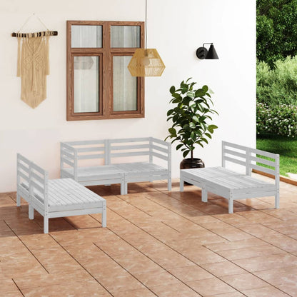 Set Divani da Giardino 6 pz Bianco in Legno Massello di Pino - homemem39
