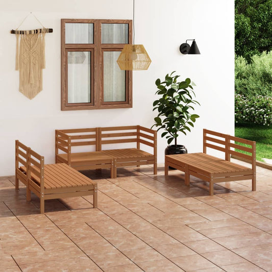 Set Salotto da Giardino 6 pz Marrone Ambra Legno Massello Pino - homemem39
