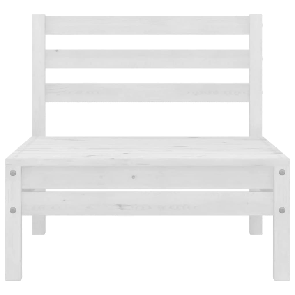 Set Divani da Giardino 7 pz Bianco in Legno Massello di Pino
