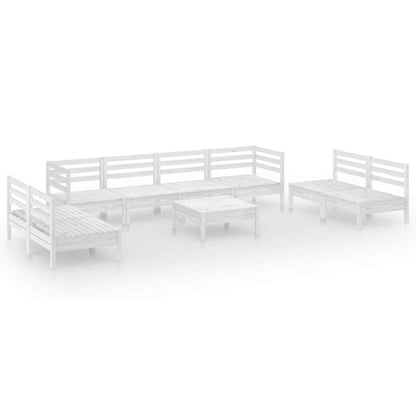 Set Divani da Giardino 9 pz Bianco in Legno Massello di Pino