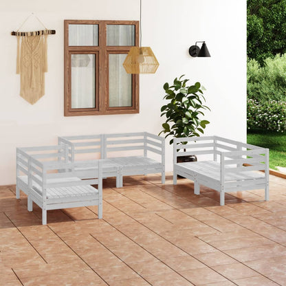 Set Divani da Giardino 6 pz Bianco in Legno Massello di Pino - homemem39