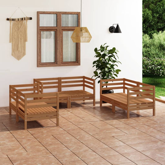 Set Salotto da Giardino 6pz Marrone Ambra Legno Massello Pino - homemem39