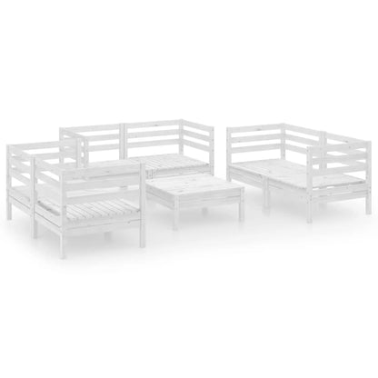 Set Divani da Giardino 7 pz Bianco in Legno Massello di Pino - homemem39