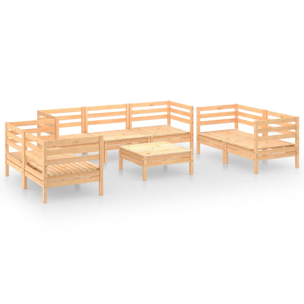 Set Divani da Giardino 8 pz in Legno Massello di Pino