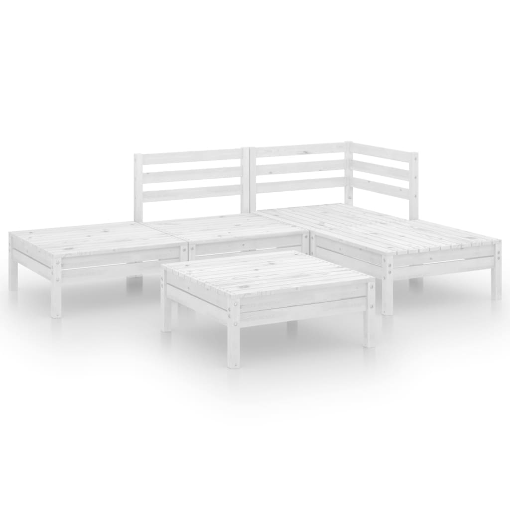 Set Divani da Giardino 5 pz in Legno Massello di Pino Bianco | homemem39