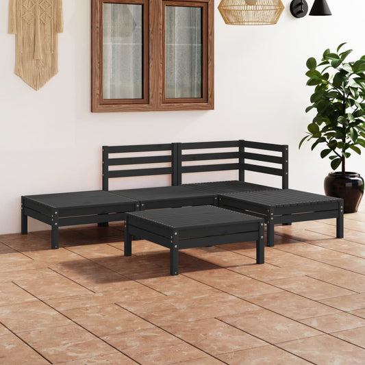 Set Salotto da Giardino 5 pz in Legno Massello di Pino Nero - homemem39
