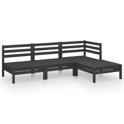 Set Salotto da Giardino 4 pz in Legno Massello di Pino Nero - homemem39