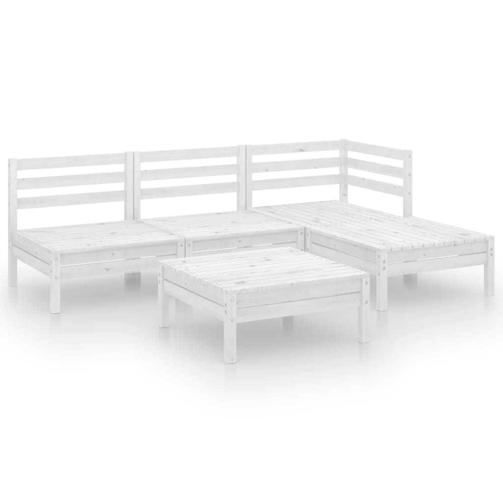 Set Salotto da Giardino 5 pz in Legno Massello di Pino Bianco - homemem39
