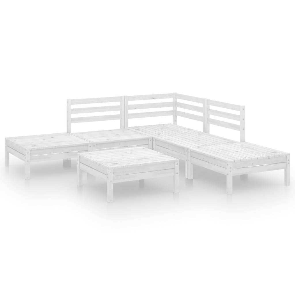 Set Salotto da Giardino 6 pz in Legno Massello di Pino Bianco | homemem39