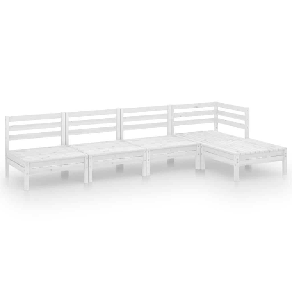 Set Salotto da Giardino 5 pz in Legno Massello di Pino Bianco | homemem39