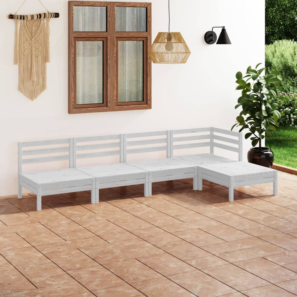 Set Salotto da Giardino 5 pz in Legno Massello di Pino Bianco | homemem39