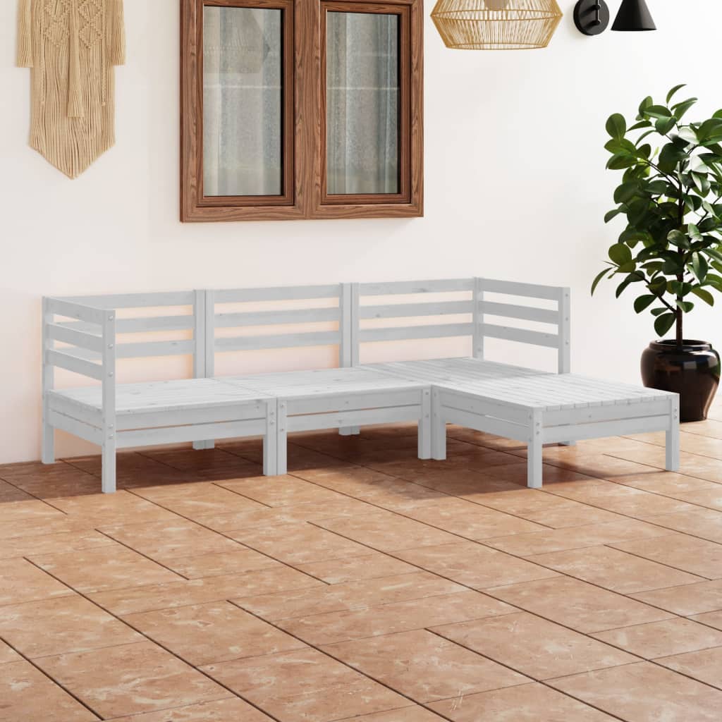 Set Salotto da Giardino 4 pz in Legno Massello di Pino Bianco - homemem39