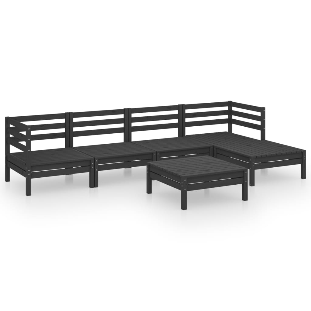Set Salotto da Giardino 6 pz in Legno Massello di Pino Nero - homemem39