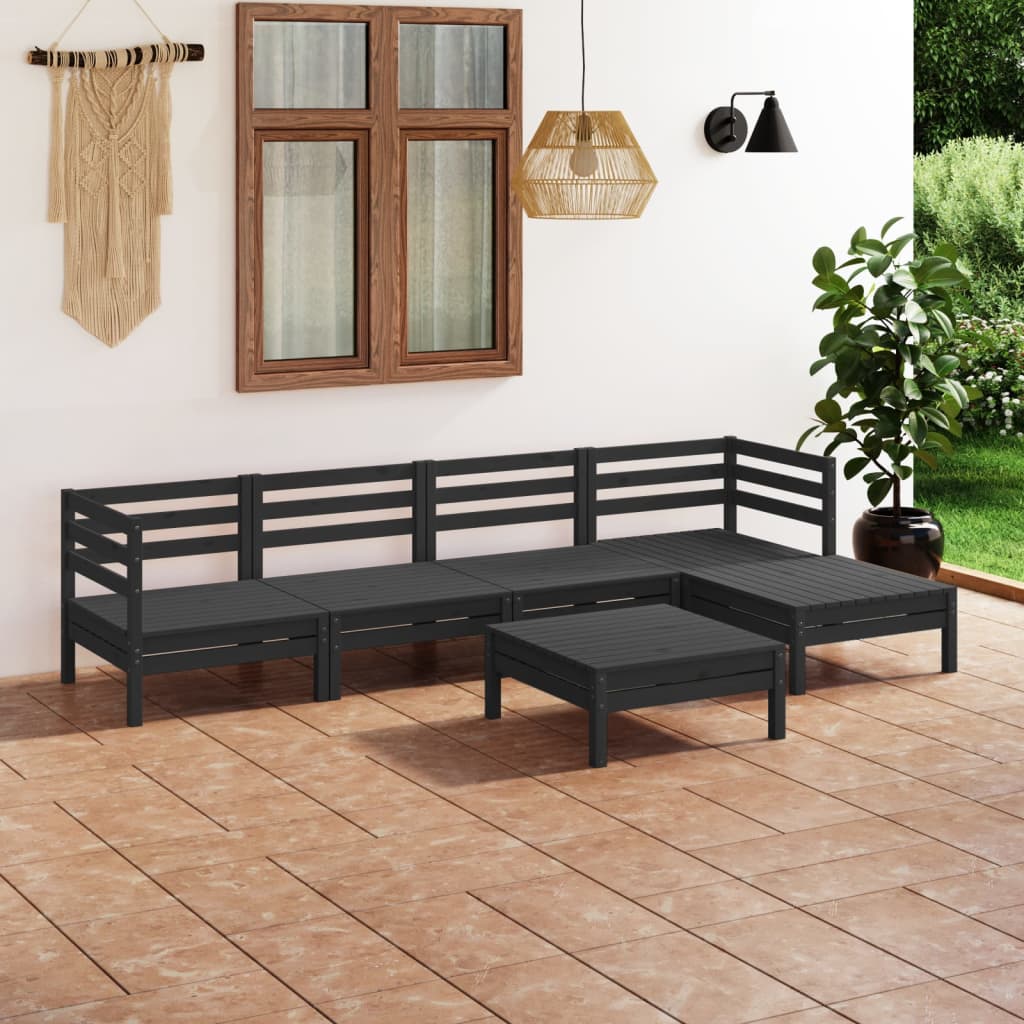 Set Salotto da Giardino 6 pz in Legno Massello di Pino Nero - homemem39