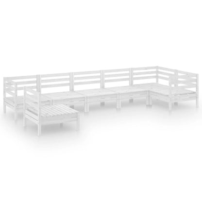 Set Divani da Giardino 7 pz in Legno Massello di Pino Bianco - homemem39