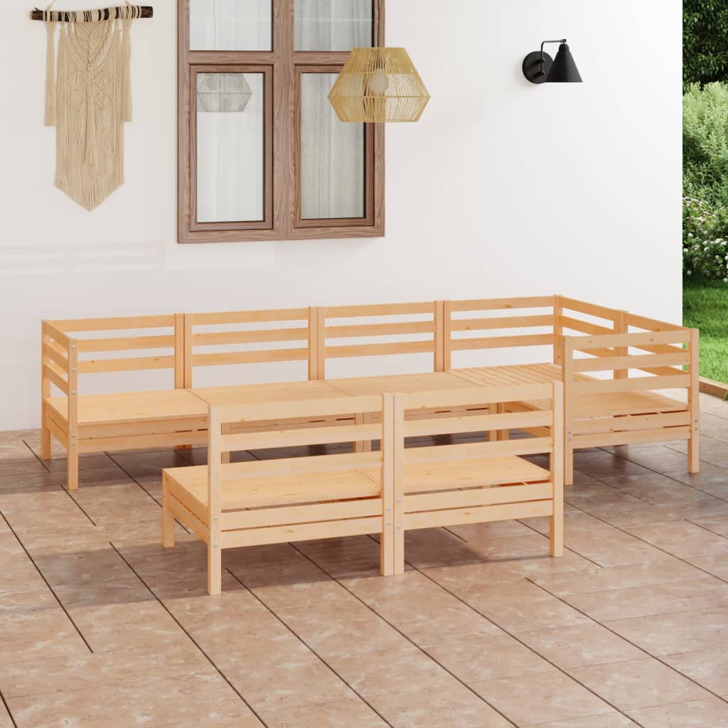 Set Salotto da Giardino 7 pz in Legno Massello di Pino