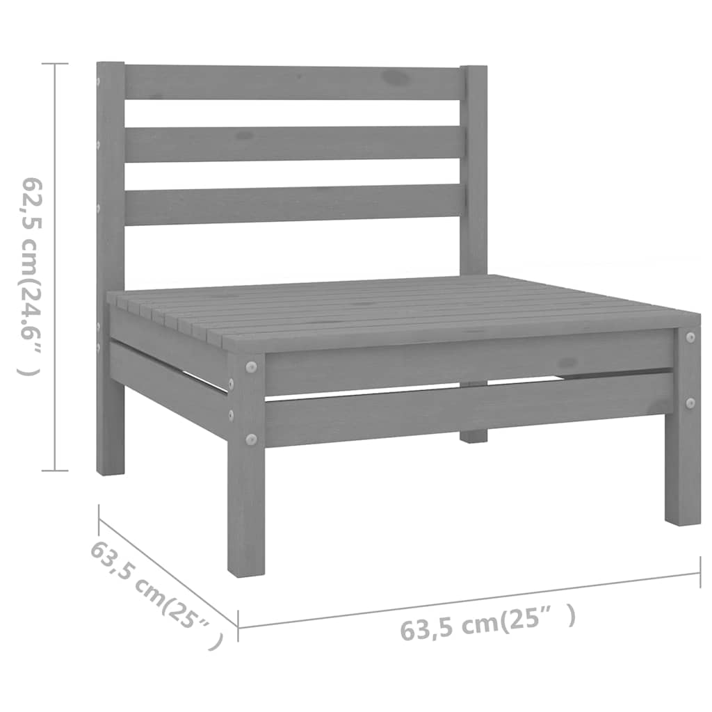 Set Salotto da Giardino 8 pz in Legno Massello di Pino Grigio | homemem39