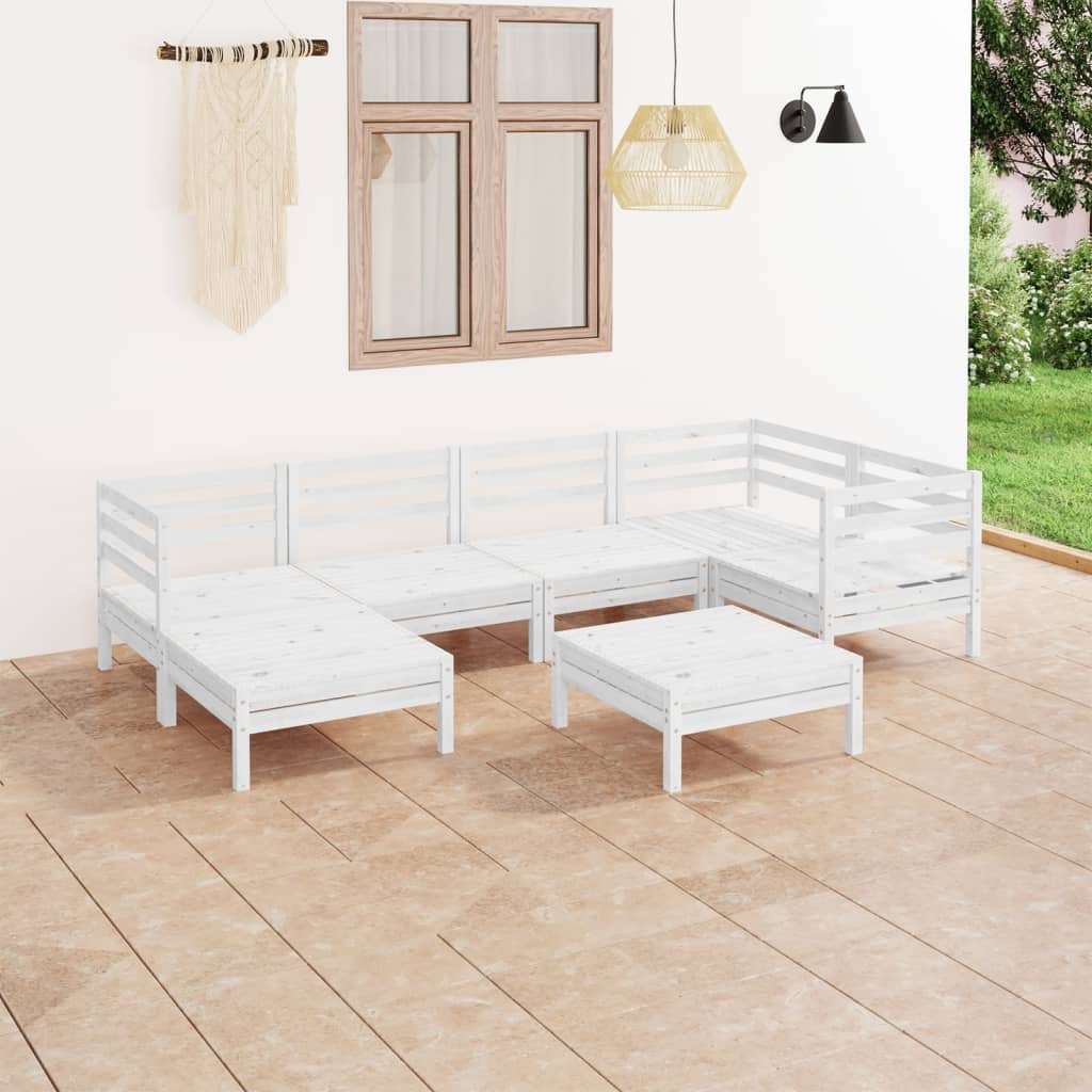 Set Salotto da Giardino 7 pz in Legno Massello di Pino Bianco - homemem39