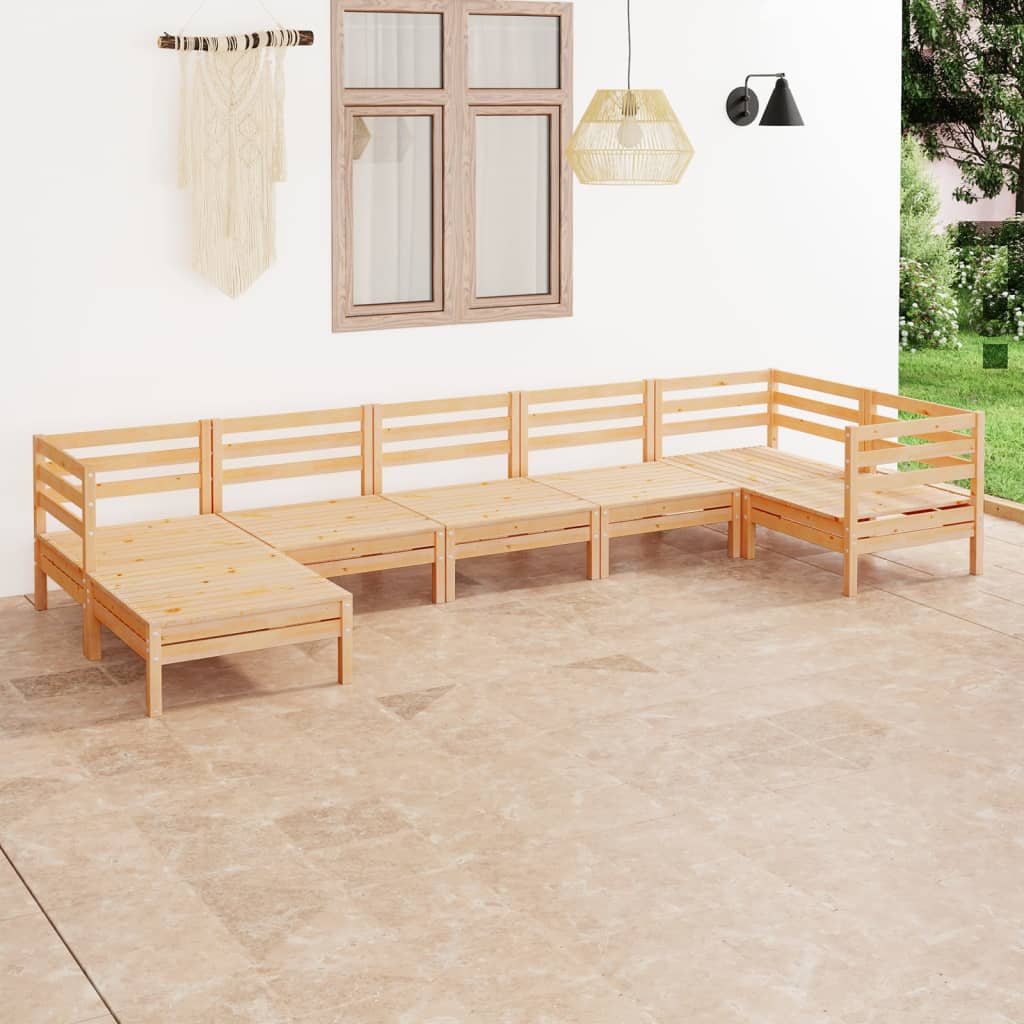 Set Salotto da Giardino 7 pz in Legno Massello di Pino