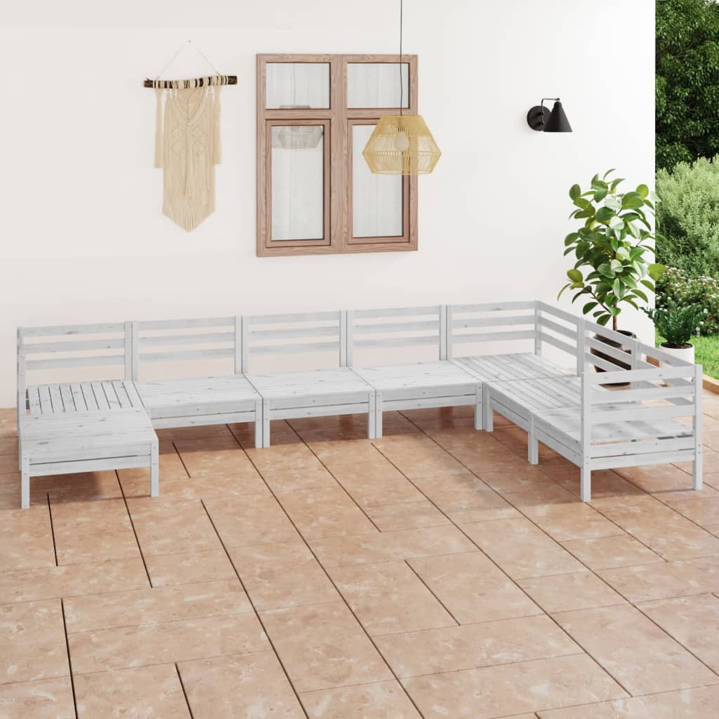 Set Salotto da Giardino 8 pz in Legno Massello di Pino Bianco | homemem39