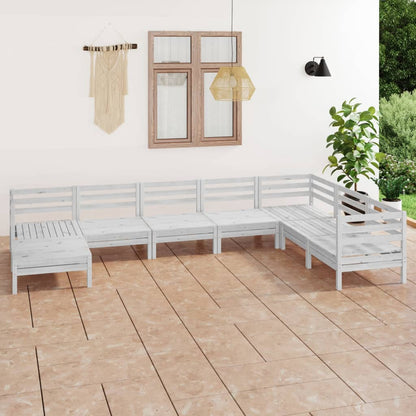 Set Salotto da Giardino 8 pz in Legno Massello di Pino Bianco | homemem39