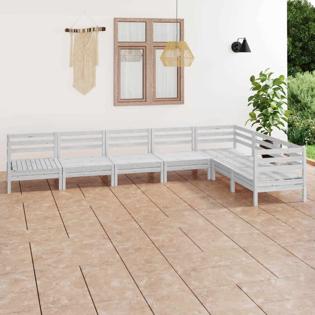Set Salotto da Giardino 7 pz in Legno Massello di Pino Bianco - homemem39