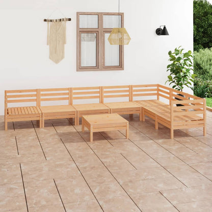 Set Salotto da Giardino 8 pz in Legno Massello di Pino