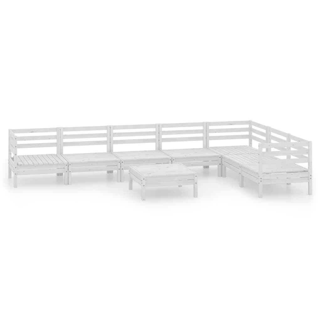 Set Salotto da Giardino 8 pz in Legno Massello di Pino Bianco | homemem39