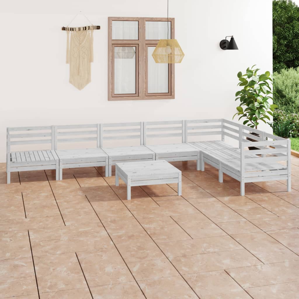 Set Salotto da Giardino 8 pz in Legno Massello di Pino Bianco | homemem39
