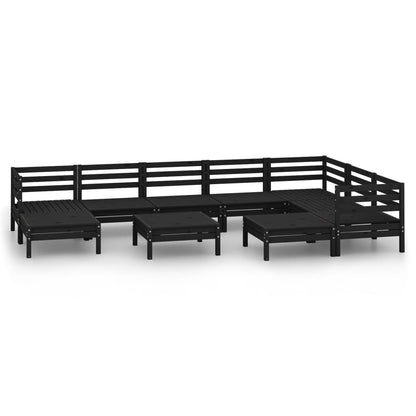Set Salotto da Giardino 10 pz in Legno Massello di Pino Nero - homemem39