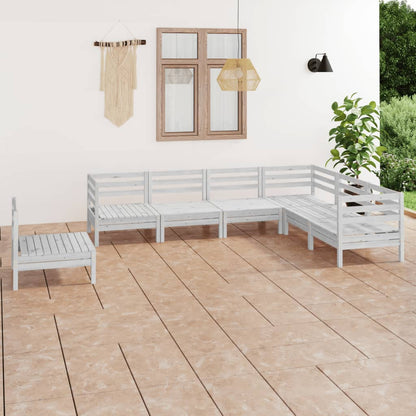 Set Salotto da Giardino 7 pz in Legno Massello di Pino Bianco - homemem39