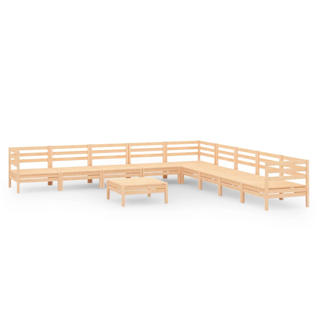Set Salotto da Giardino 10 pz in Legno Massello di Pino