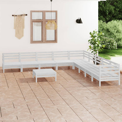 Set Salotto da Giardino 10 pz in Legno Massello di Pino Bianco - homemem39