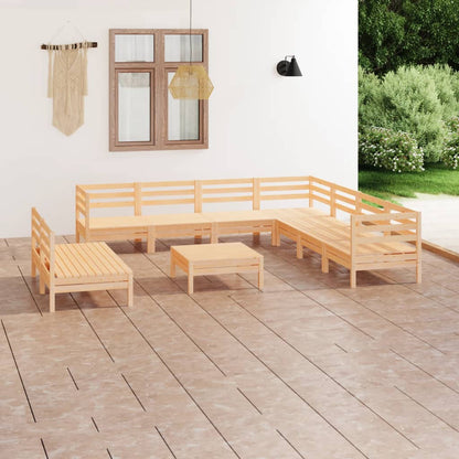 Set Salotto da Giardino 10 pz in Legno Massello di Pino